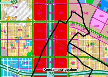 GOVERNMENT COMPLEX(RED COLORED AREA) IN MASTER PLAN OF CAPITAL AMARAVATI