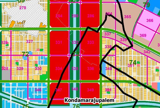 GOVERNMENT COMPLEX(RED COLORED AREA) IN MASTER PLAN OF CAPITAL AMARAVATI