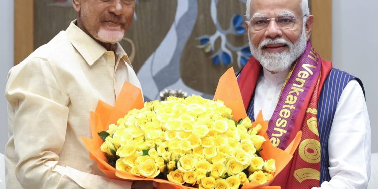 Hon Chief Minister of Andhra Pradesh Nara Chandrababu Naidu met theHonorable Prime Minister Narendra Modi