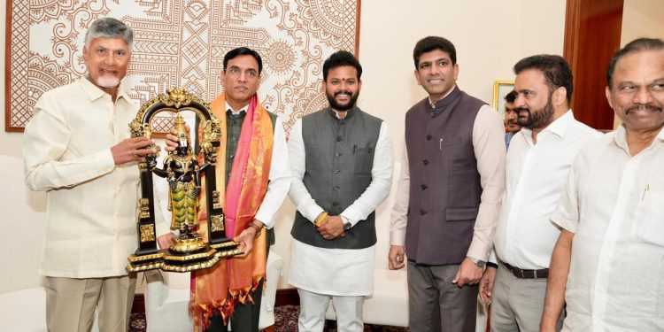 Chief Minister Chandrababu Naidu meets Union Minister for Labour and Sports Mansukh Mandaviya