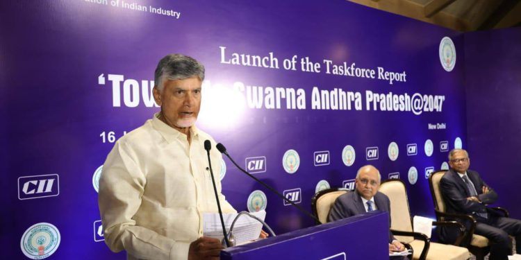 Unveiling the Task Force Report on Swarna Andhra Vision 2047 by AP CM Chandrababu Naidu