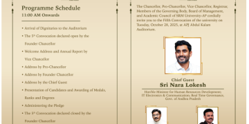 IT, Education RTGS Minister,  Nara Lokesh to attend SRM-University AP’s 5th convocation Function as chief guest