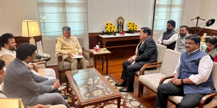 CM Chandrababu Naidu discusses with Sonowal central assistance for Dugarajapatnam shipbuilding cluster and fishing harbors