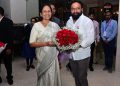 Union Minister of Labour and Employment Shobha Karandlaje who arrived in Vijayawada to participate in the 3rd regional conference