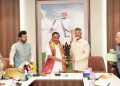 Chief Minister Chandrababu Naidu meets Union Water Resources Minister CR Patil as part of his Delhi visit