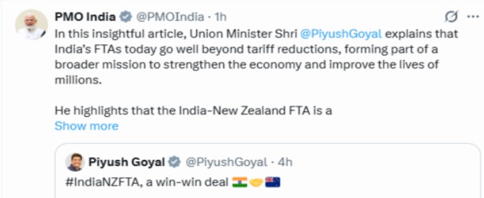 India–New Zealand FTA: A Historic Trade Milestone Led by Nari Shakti