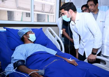 Minister Nara Lokesh consoled the family members of those who died in the steel plant accident.