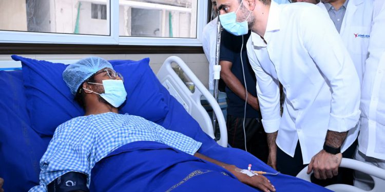 Minister Nara Lokesh consoled the family members of those who died in the steel plant accident.