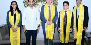 Minister Lokesh meets Singapore Consul General Edgar Pang Tze Chiang