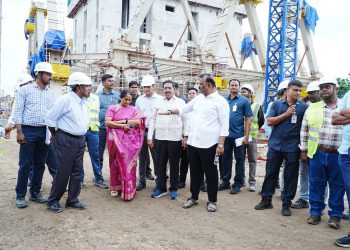 State BC Welfare Minister Savitha inspected the Amaravati capital works on Tuesday, accompanied by Ministers Satya Prasad and Narayana